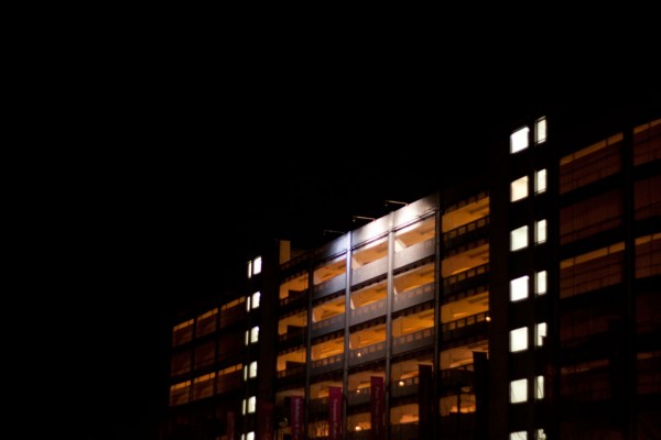 dark multi-storey car park